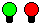 Two light bulb icons side by side - one glowing green and the other red
